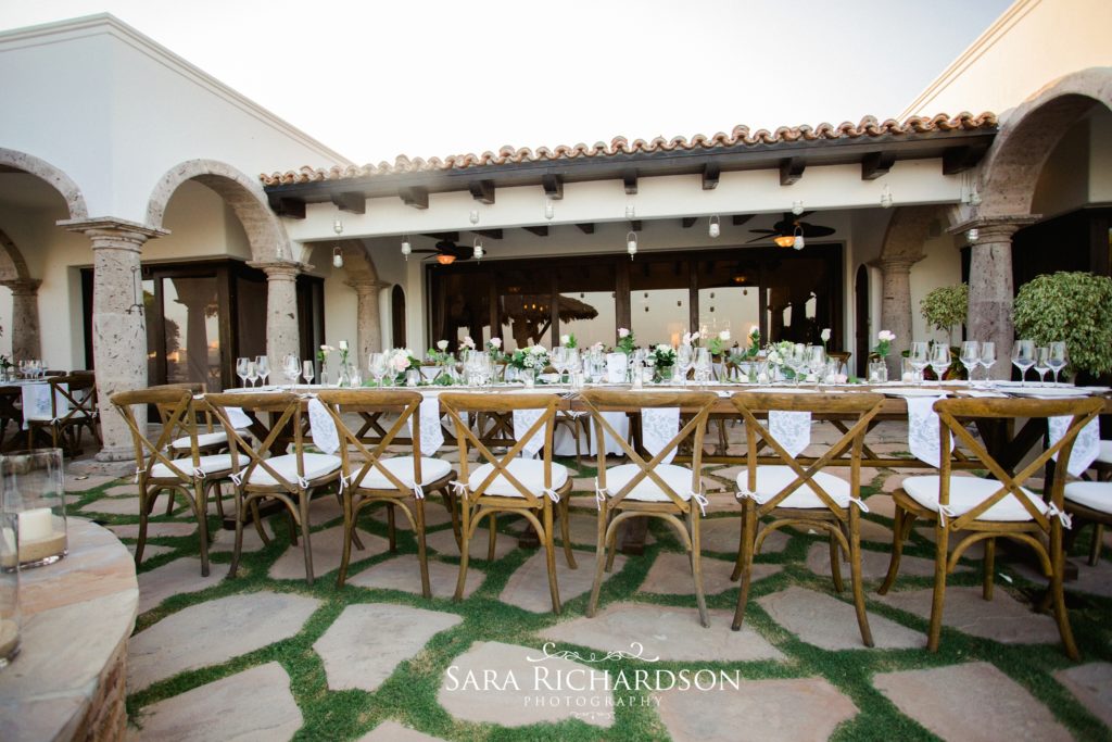 banquet style dining at this romantic beach wedding