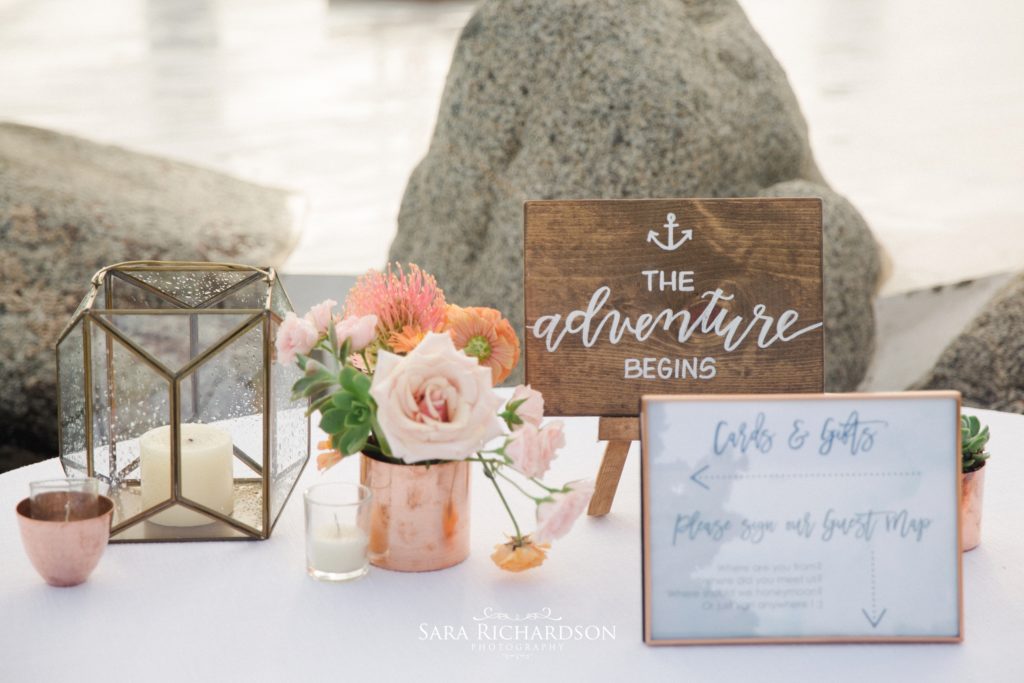 modern wedding table signs with copper detail