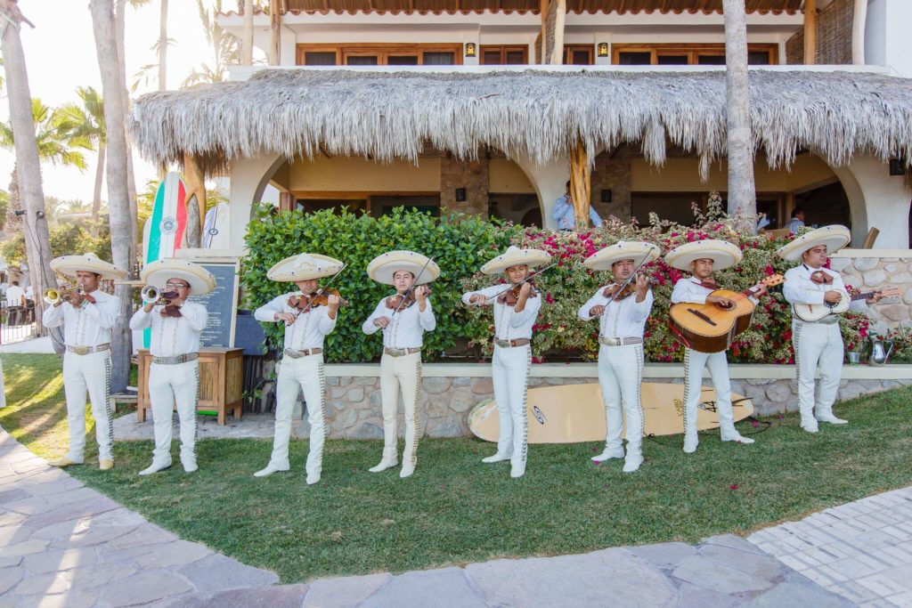 Mariachi band playing at Cabo beach wedding