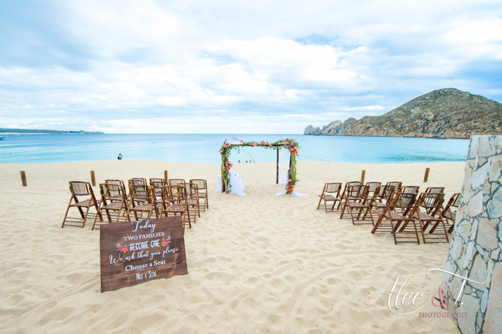 ceremony area at Mexico beach wedding