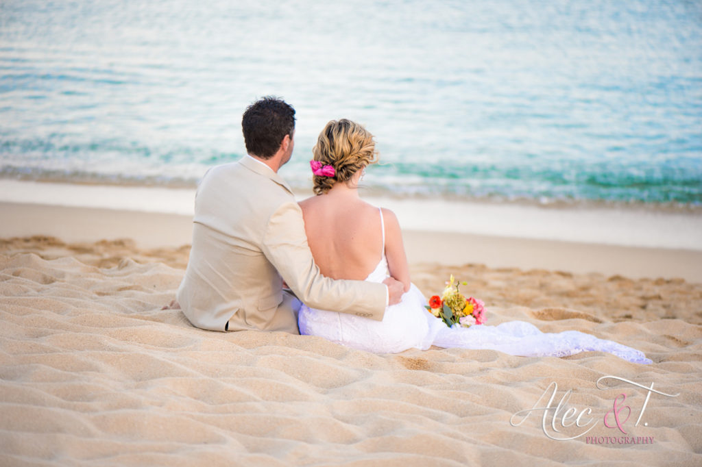 bride & groom enjoying their moment at their Mexico beach wedding