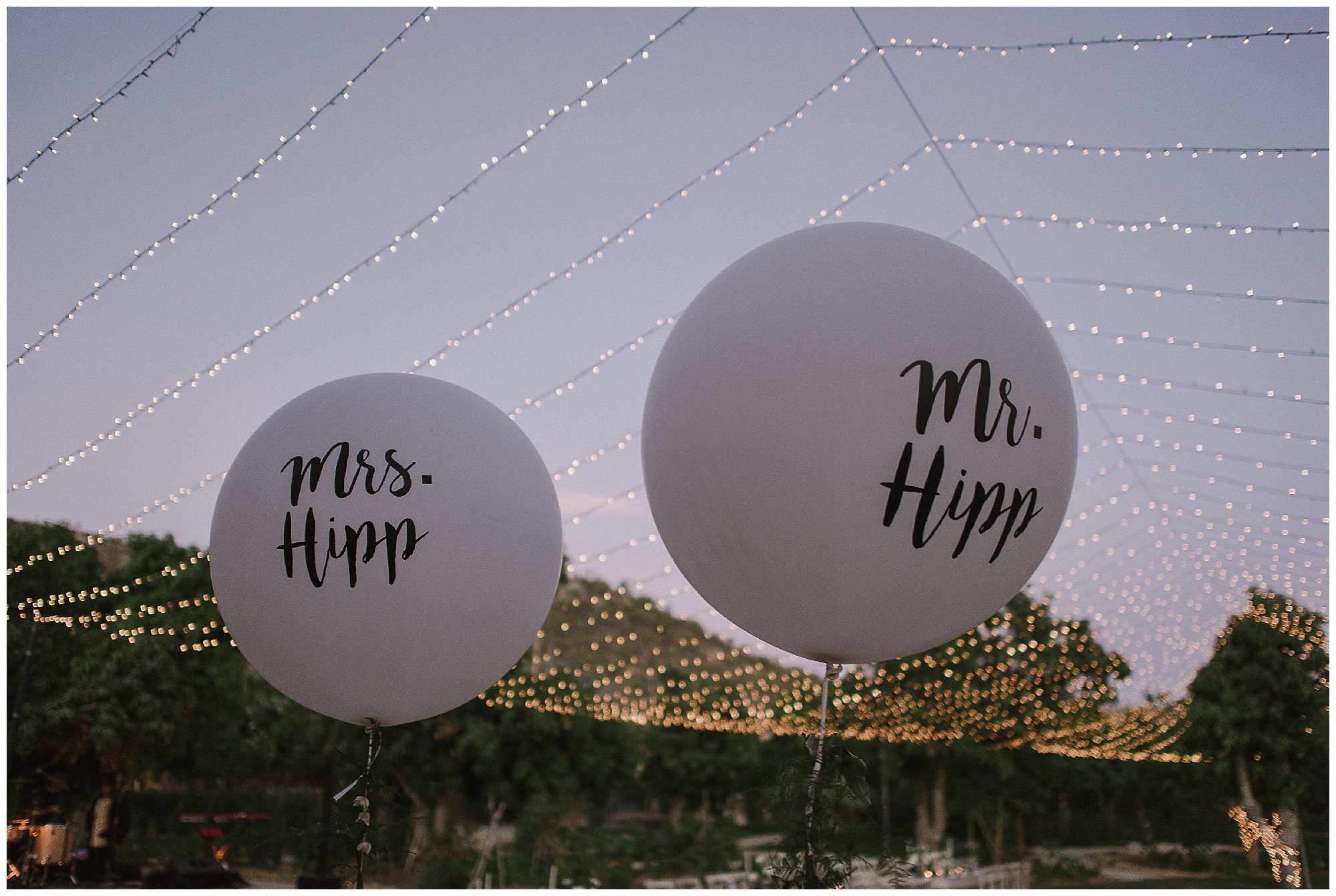 Fun Mr & Mrs Hipp balloons introduced a playfulness to this beautiful Cabo wedding