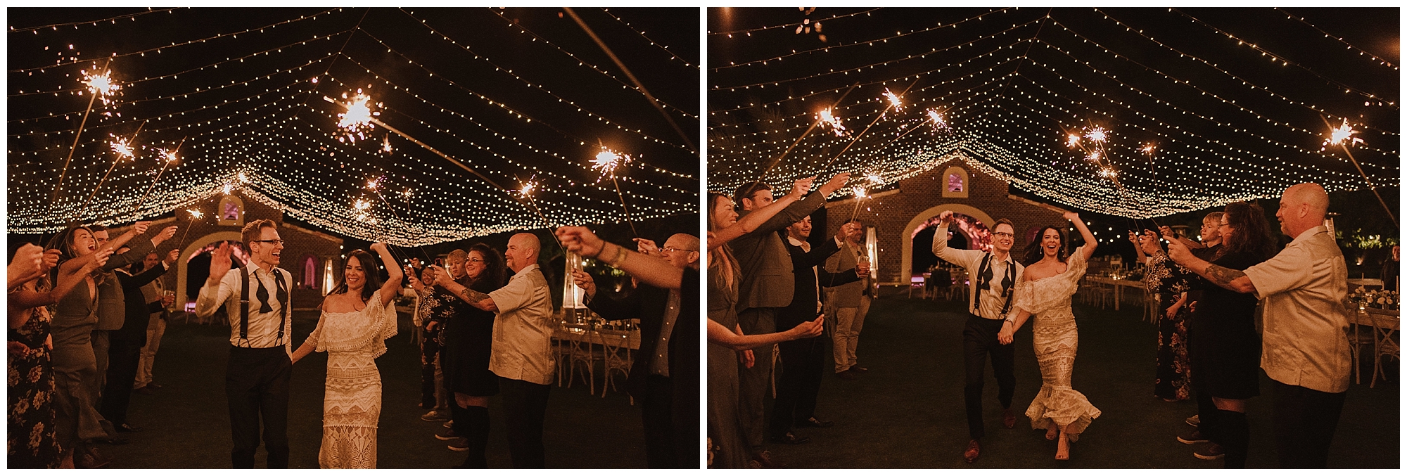 Using sparklers to bid farewell to the happy couple on what was a beautiful Cabo wedding