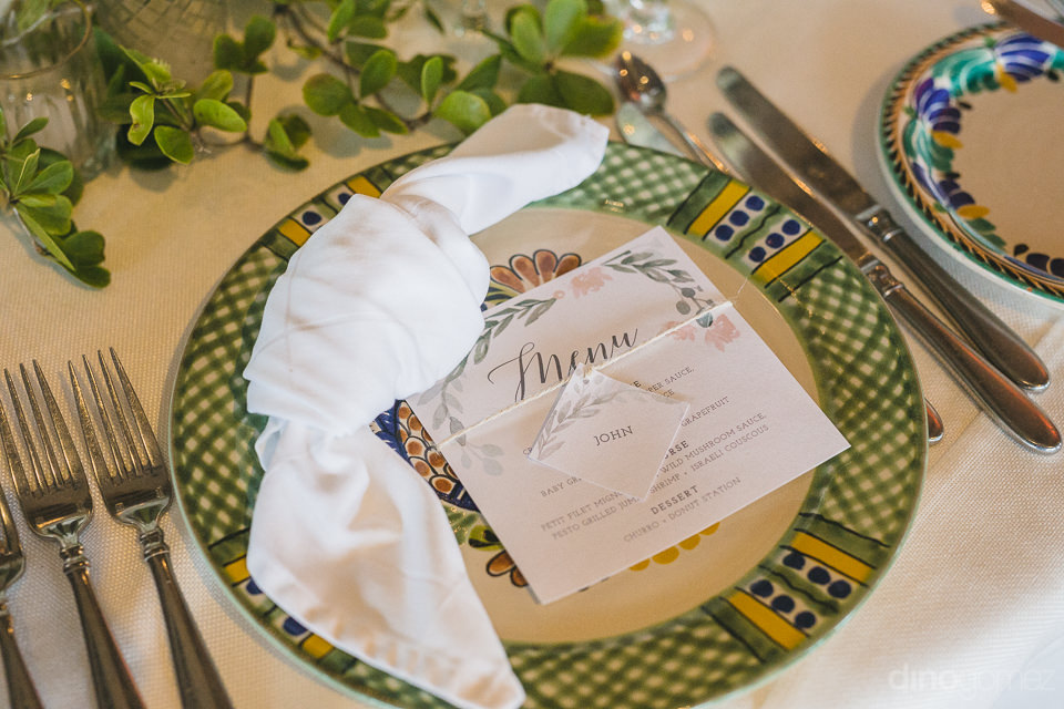 talavera plates at Cabo del Sol wedding reception