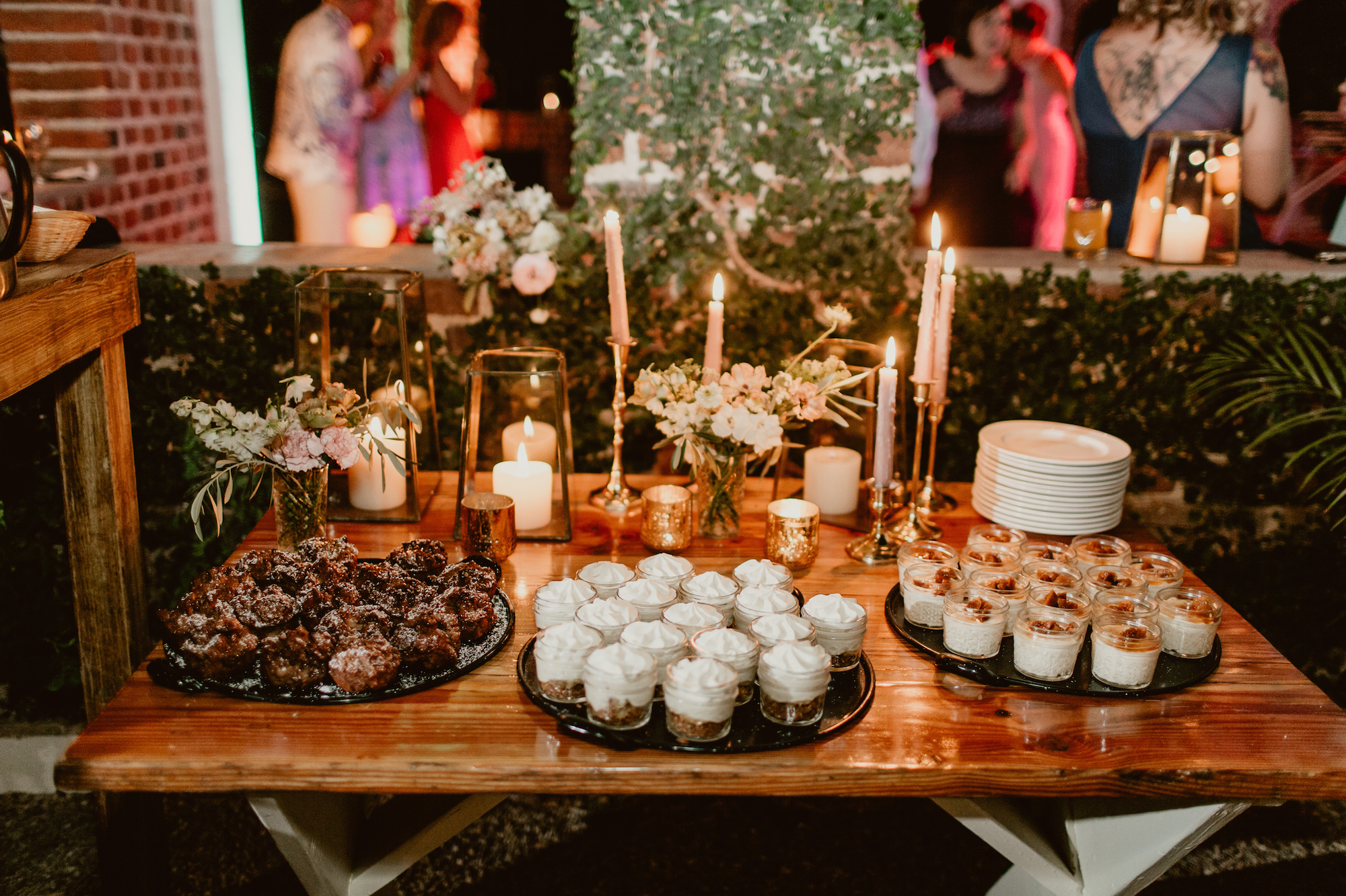 dessert table at June wedding at Flora Farms