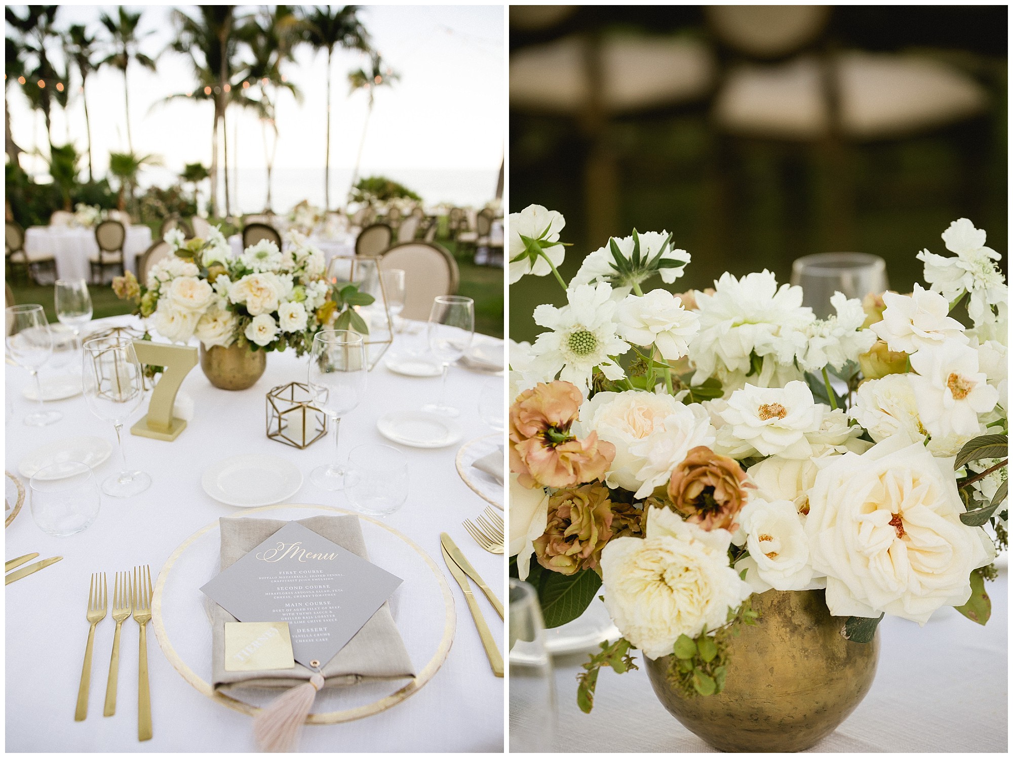 white roses at One&Only Palmilla wedding