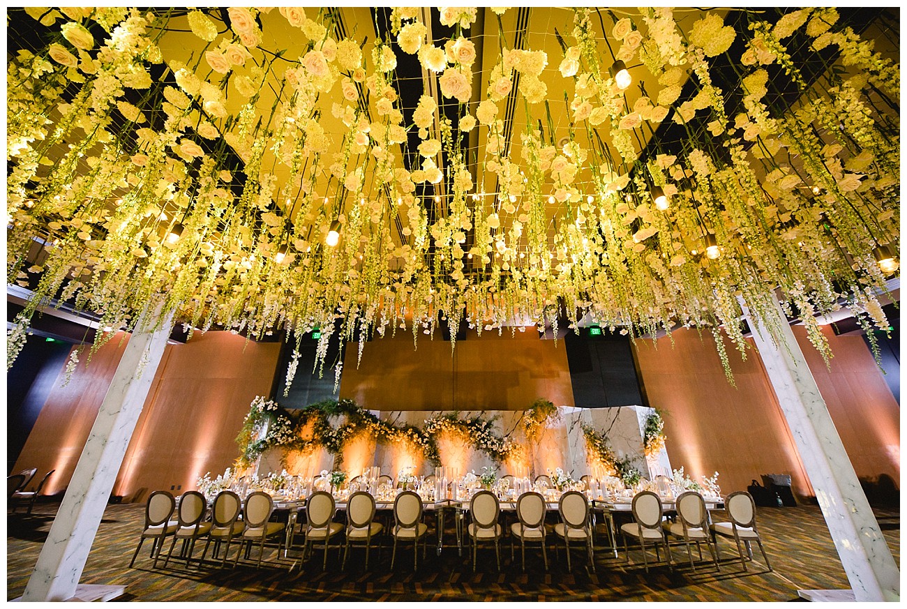 a ceiling of flowers for a wedding at JW Marriott San Jose del Cabo