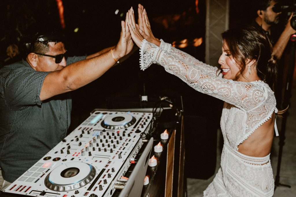 A DJ provides wedding music