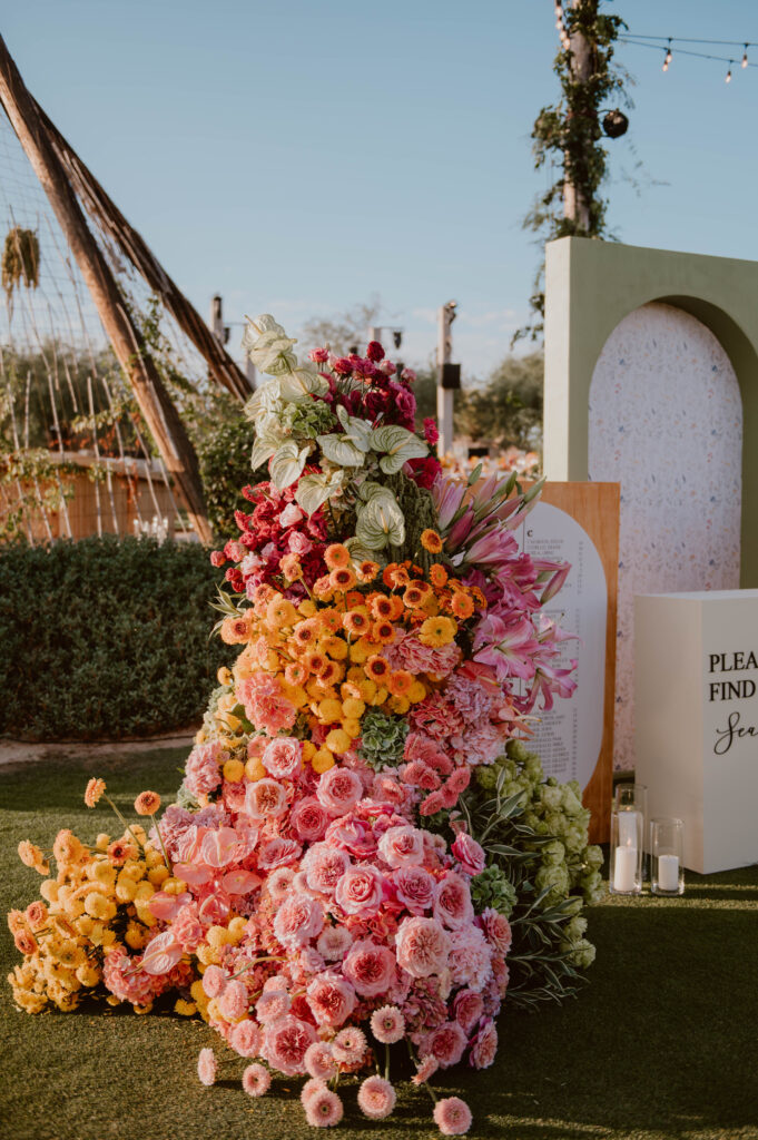 colorful wedding florals at a destination wedding